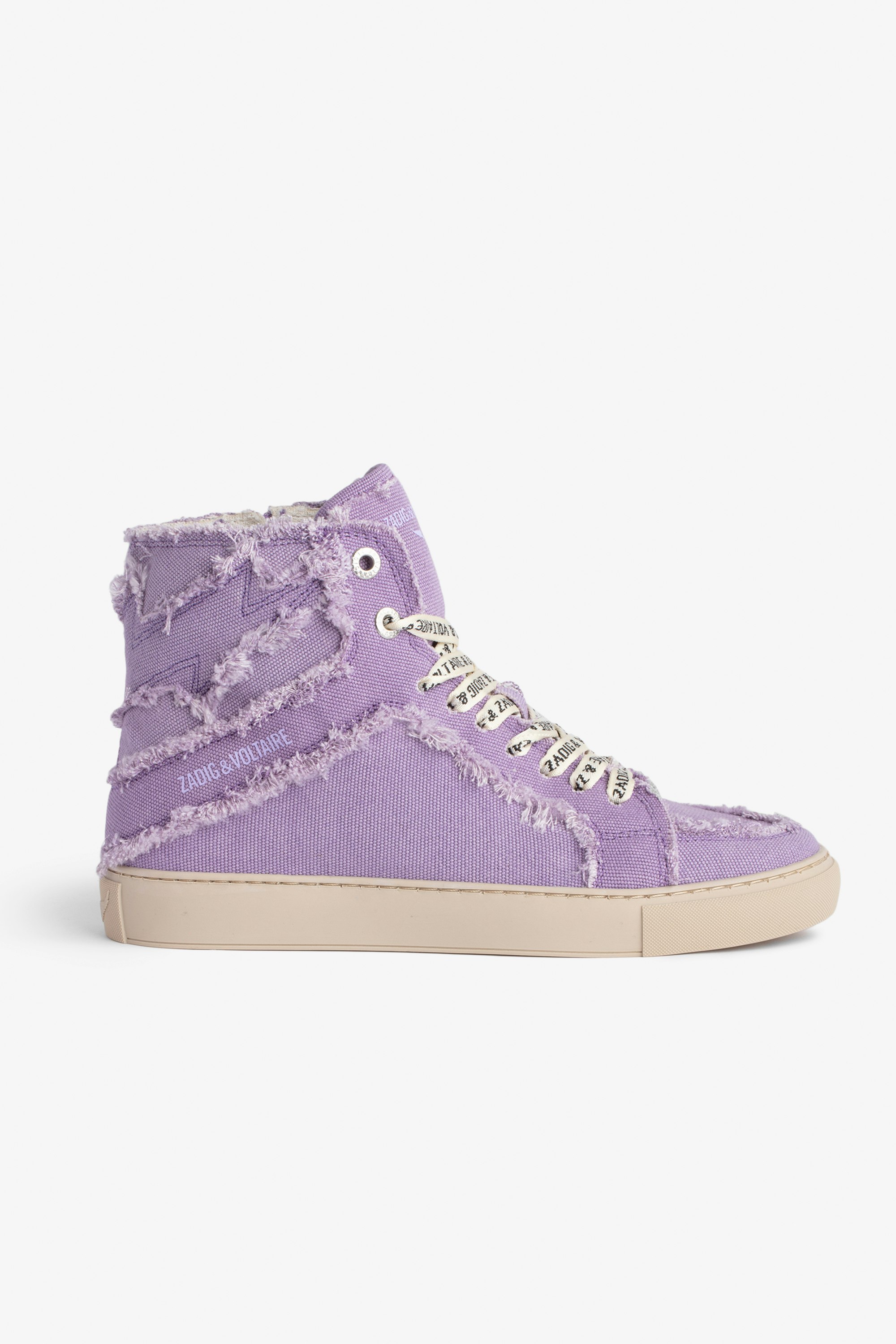 ZV1747 High Flash High-Top Trainers Women's high-top trainers in purple cotton canvas