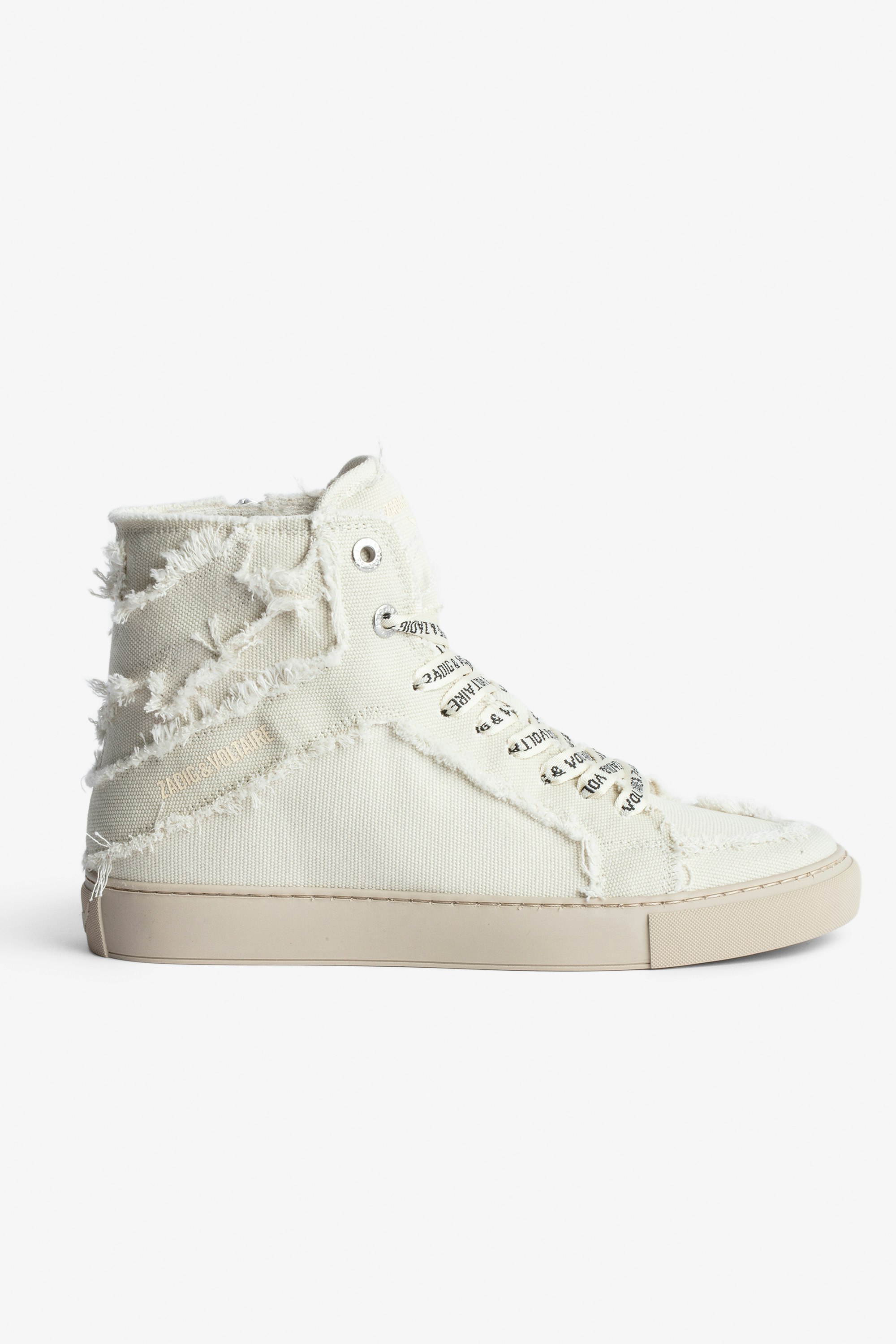ZV1747 High Flash High-Top Trainers Women's high-top trainers in ecru cotton canvas