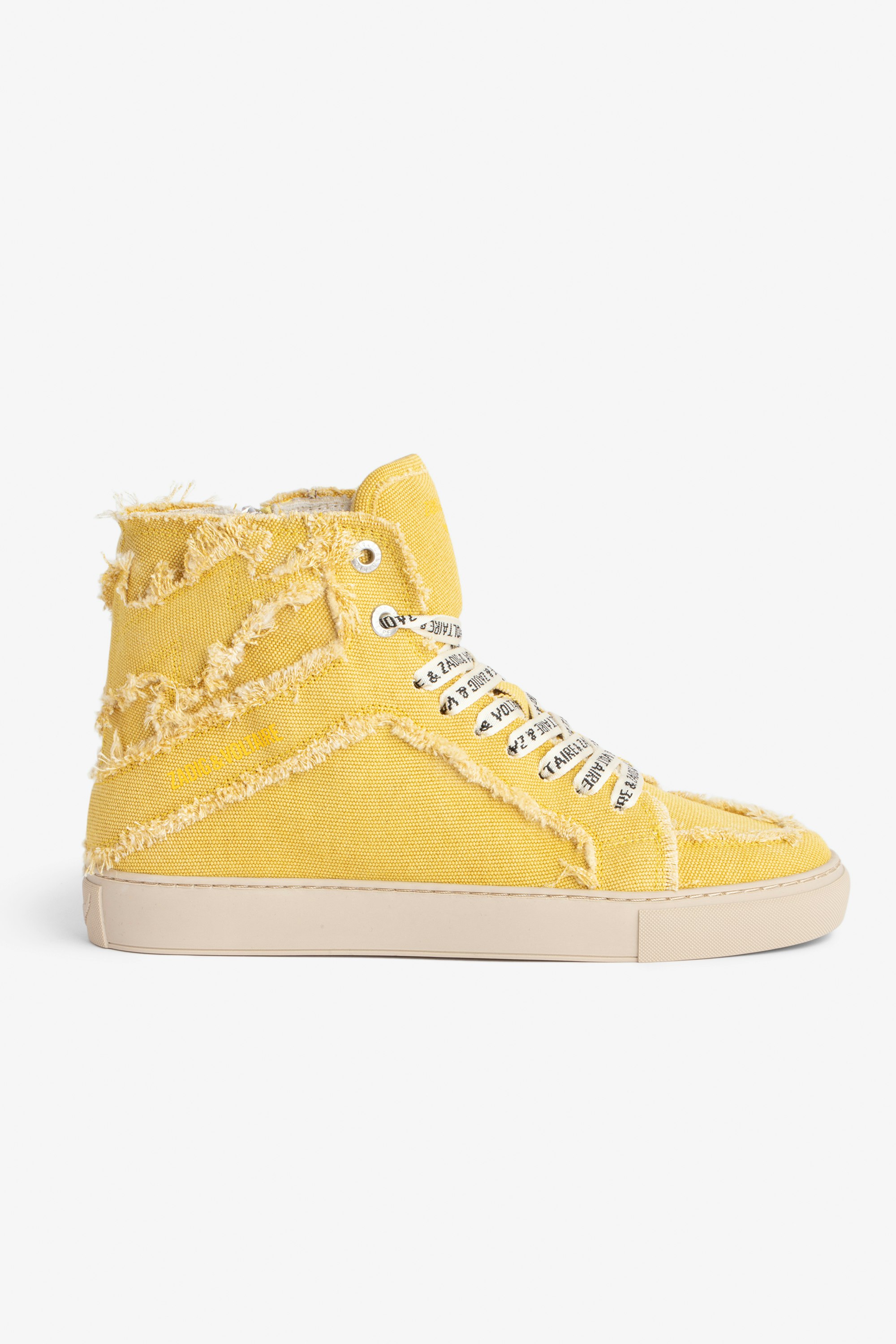 ZV1747 High Flash High-Top Trainers Women's high-top trainers in yellow cotton canvas