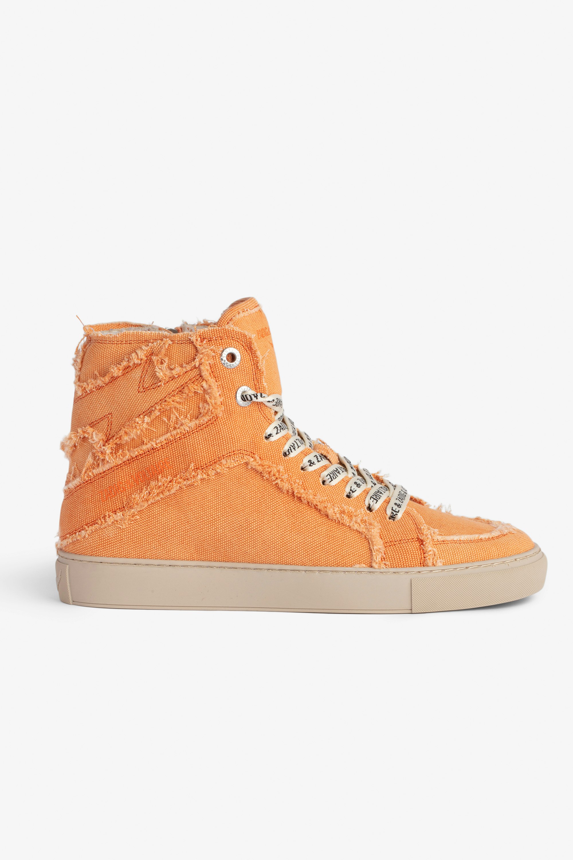 Hohe Sneakers ZV1747 High Flash Hohe Damen-Sneakers aus orangefarbenem Baumwoll-Canvas