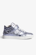 ZV1747 Mid Flash Trainers - Women’s mid-top trainers in purple metallic leather featuring perforated stars