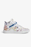 ZV1747 Mid Flash Trainers - Women's mid-top trainers in white leather and featuring Core Cho motifs