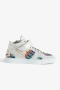 ZV1747 Mid Flash trainers - ZV women's mid-top white trainers with multicolour beaded overlays