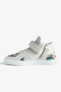 ZV1747 Mid Flash trainers - ZV women's mid-top white trainers with multicolour beaded overlays