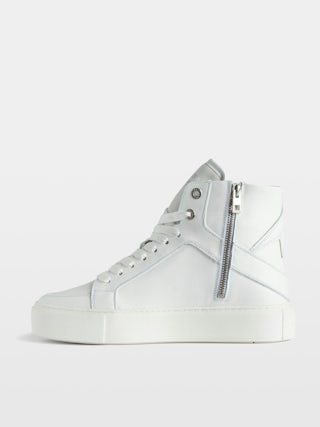 ZV1747 High Flash High-Top Platform Trainers - High-top trainers in smooth leather with lightning details and chunky sole.