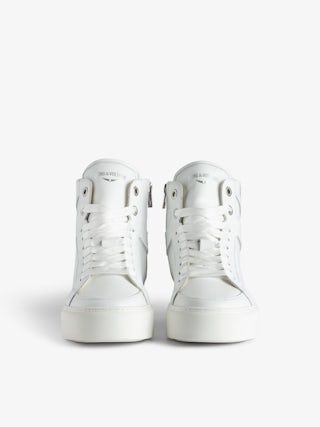 ZV1747 High Flash High-Top Platform Trainers - High-top trainers in smooth leather with lightning details and chunky sole.