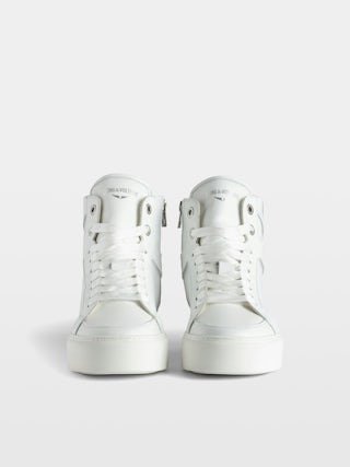 ZV1747 High Flash High-Top Platform Trainers - High-top trainers in smooth leather with lightning details and chunky sole.