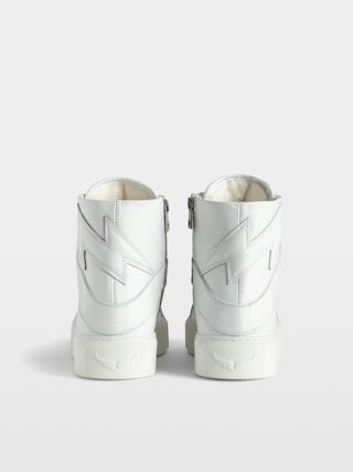 ZV1747 High Flash High-Top Platform Trainers - High-top trainers in smooth leather with lightning details and chunky sole.