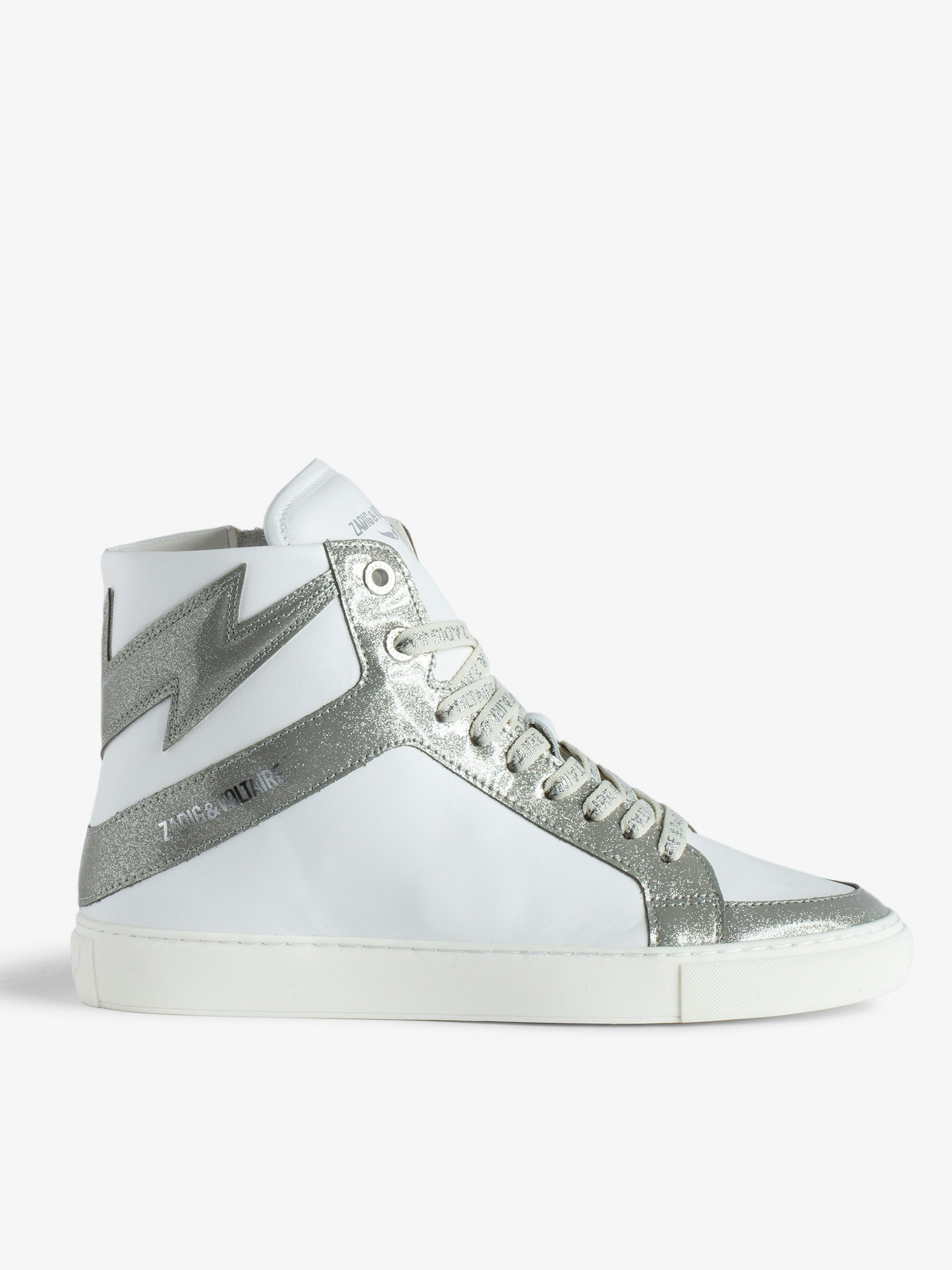 Sneaker alte ZV1747 High Flash Infinity Patent - Sneaker alte in pelle liscia e glitter argento con inserti fulmine.