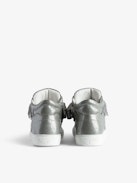 ZV1747 Mid Flash  Infinity Patent Trainers - Smooth leather and silver glitter mid-top trainers with panels and Velcro fastening.