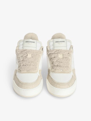 Low-Top Wings Trainers - Low-top trainers in smooth white leather, with off-white vintage leather inserts and off-white embossed snake-effect leather, signature wings. These trainers are made with materials that have a reduced environmental impact.