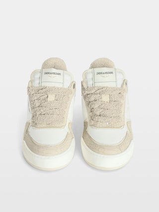 Low-Top Wings Trainers - Low-top trainers in smooth white leather, with off-white vintage leather inserts and off-white embossed snake-effect leather, signature wings. These trainers are made with materials that have a reduced environmental impact.