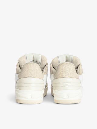 Low-Top Wings Trainers - Low-top trainers in smooth white leather, with off-white vintage leather inserts and off-white embossed snake-effect leather, signature wings. These trainers are made with materials that have a reduced environmental impact.