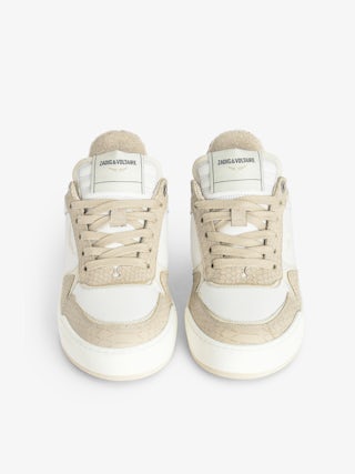 Low-Top Wings Trainers - Low-top trainers in smooth white leather, with off-white vintage leather inserts and off-white embossed snake-effect leather, signature wings. These trainers are made with materials that have a reduced environmental impact.