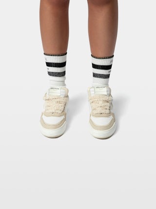 Low-Top Wings Trainers - Low-top trainers in smooth white leather, with off-white vintage leather inserts and off-white embossed snake-effect leather, signature wings. These trainers are made with materials that have a reduced environmental impact.