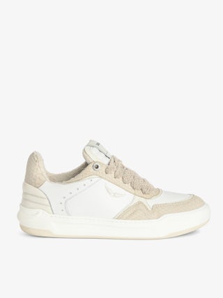 Low-Top Wings Trainers - Low-top trainers in smooth white leather, with off-white vintage leather inserts and off-white embossed snake-effect leather, signature wings. These trainers are made with materials that have a reduced environmental impact.