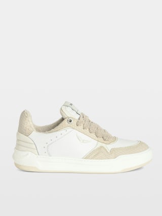 Low-Top Wings Trainers - Low-top trainers in smooth white leather, with off-white vintage leather inserts and off-white embossed snake-effect leather, signature wings. These trainers are made with materials that have a reduced environmental impact.