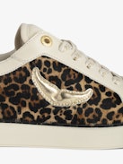 Low-Top Fly On Trainers - Low-top trainers in a mix of leopard-effect leather and crinkled leather with embossed wings.