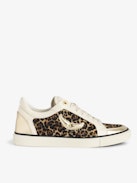 Low-Top Fly On Trainers - Low-top trainers in a mix of leopard-effect leather and crinkled leather with embossed wings.