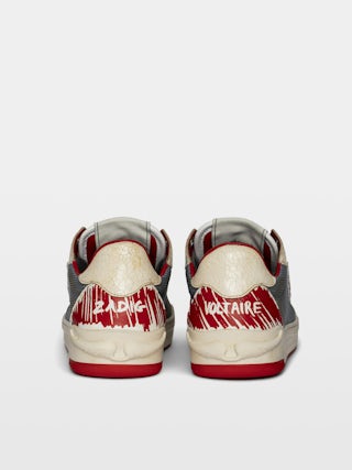 Sneakers Basses Fly Wings Used - Niedrige Sneakers aus einer Mischung von Leder und Stoff mit Used-Effekt, verziert mit geprägten Flügeln.