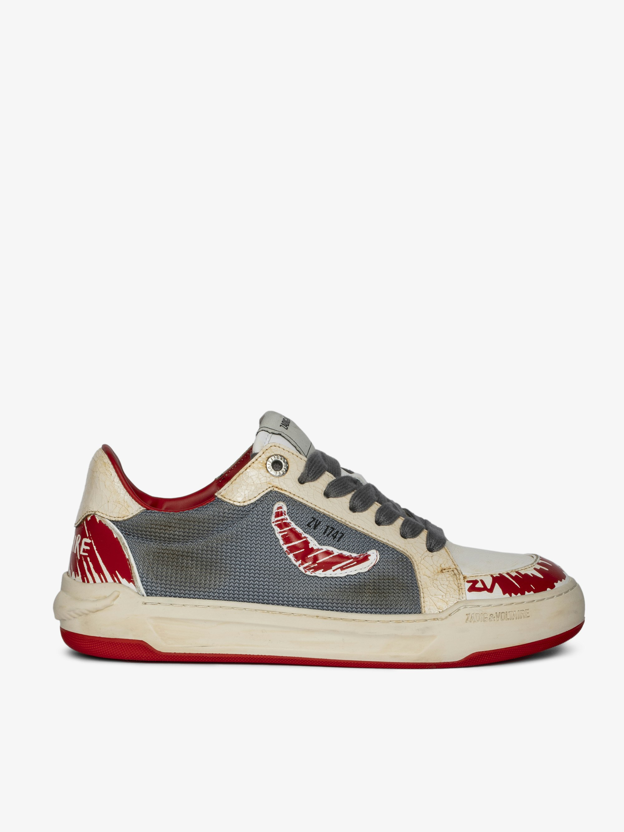 Trainers Basses Fly Wings Used - Low-top trainers in a mix of leather and fabric with a worn effect, adorned with embossed wings.