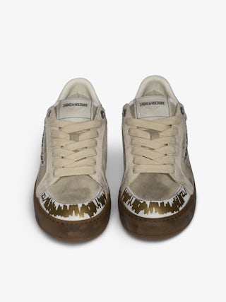Basses Fly Wings Cracked Sneakers - Low-top sneakers in a mix of worn and cracked leather with embossed wings.