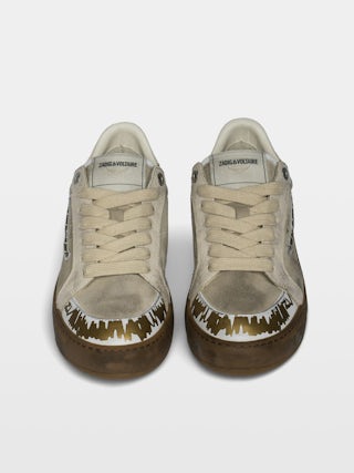 Sneakers Basses Fly Wings Cracked - Niedrige Sneakers aus einer Mischung von abgenutztem und gerissenem Leder, verziert mit geprägten Flügeln.