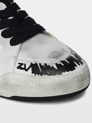 Sneakers Basses Fly Wings - Niedrige Sneakers aus Leder mit Used-Effekt und geprägten Flügeln.