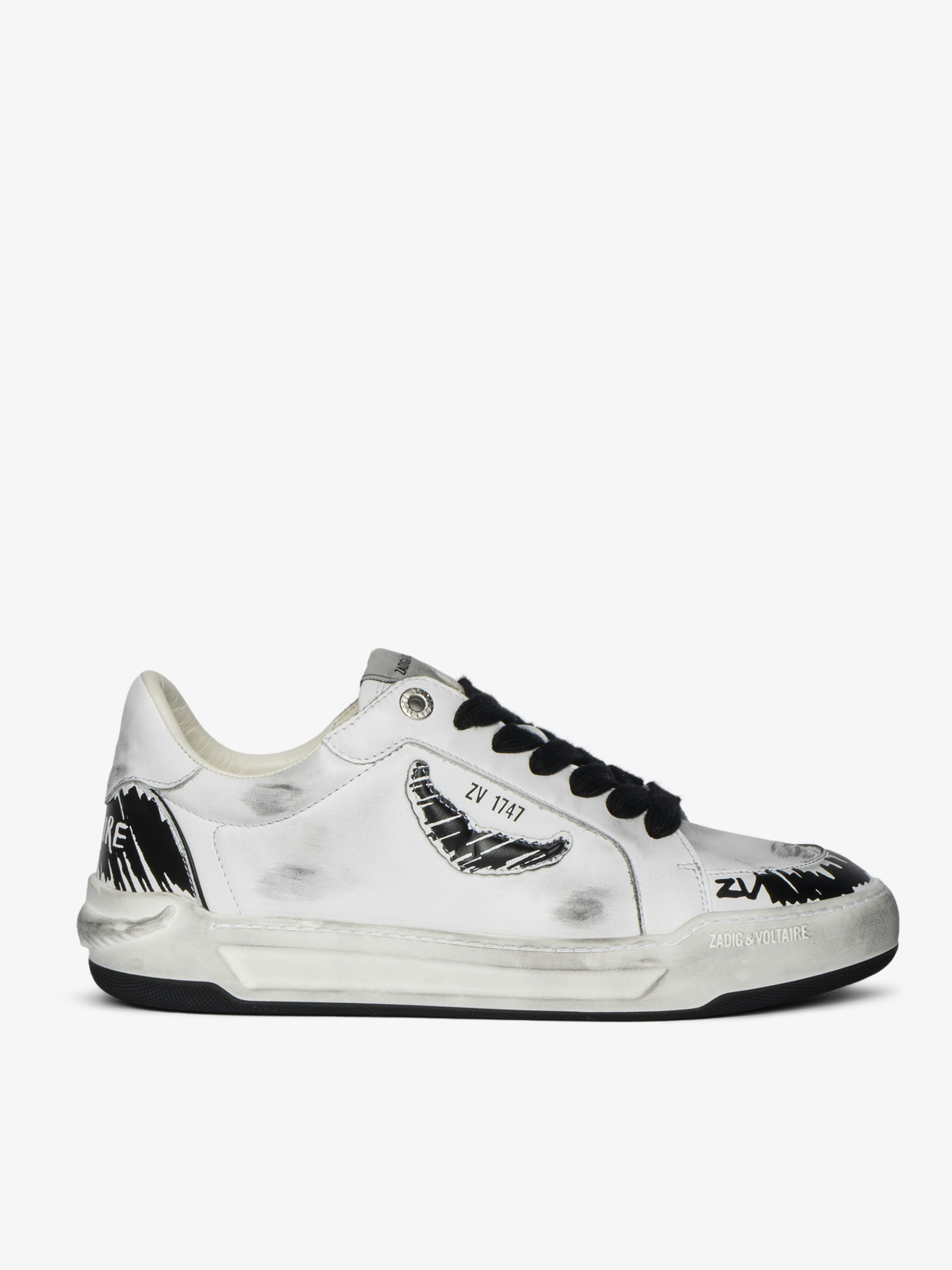 Basses Fly Wings Sneakers - Low-top sneakers in worn-effect leather with embossed wings.