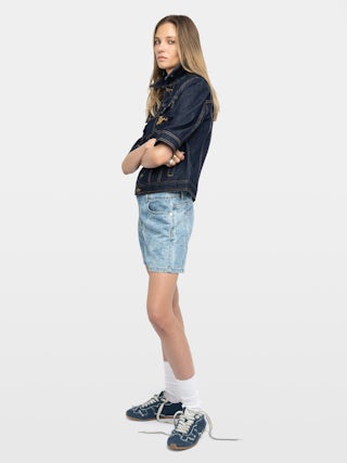 Trainers ZV Dance - Low-top sneakers in denim-effect textile with raw edges and western-style cutouts.