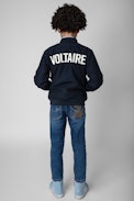 Kids' Benet Bomber Jacket - Kids’ navy-blue water-repellent bomber jacket with an embroidered badge