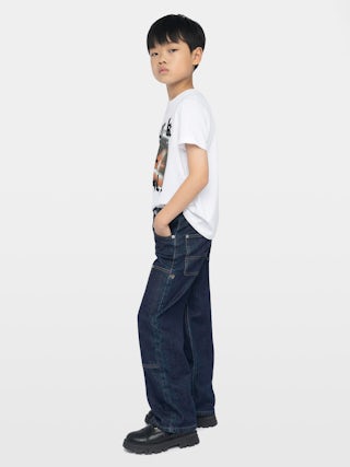 Theo Boy's Jeans - Wide-leg jeans with contrasting topstitching.