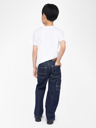 Theo Boy's Jeans - Wide-leg jeans with contrasting topstitching.