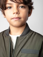 Benet Boys’ Bomber - Boys’ khaki recycled polyester bomber with badge.