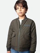 Benet Boys’ Bomber - Boys’ khaki recycled polyester bomber with badge.