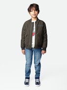 Benet Boys’ Bomber - Boys’ khaki recycled polyester bomber with badge.