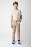 Theo Boys' Pants - Boys' cargo pants with back pocket patch.