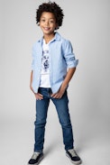 Camicia Rea Junior  - Camicia in cotone celeste a maniche lunghe - Junior