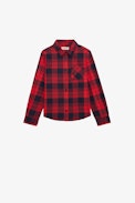 Camisa Oyo Niño - Camisa roja a cuadros de algodón con mensaje «Dreamer» en la parte trasera para niño.