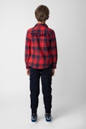 Camisa Oyo Niño - Camisa roja a cuadros de algodón con mensaje «Dreamer» en la parte trasera para niño.