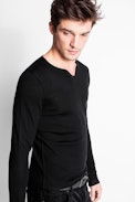 Herrenpullover Monastir  - Pullover aus Merinowolle mit Henley-Ausschnitt