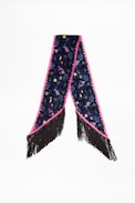 Silky Fringes Tattoo Pirate Scarf - Women’s silk foulard