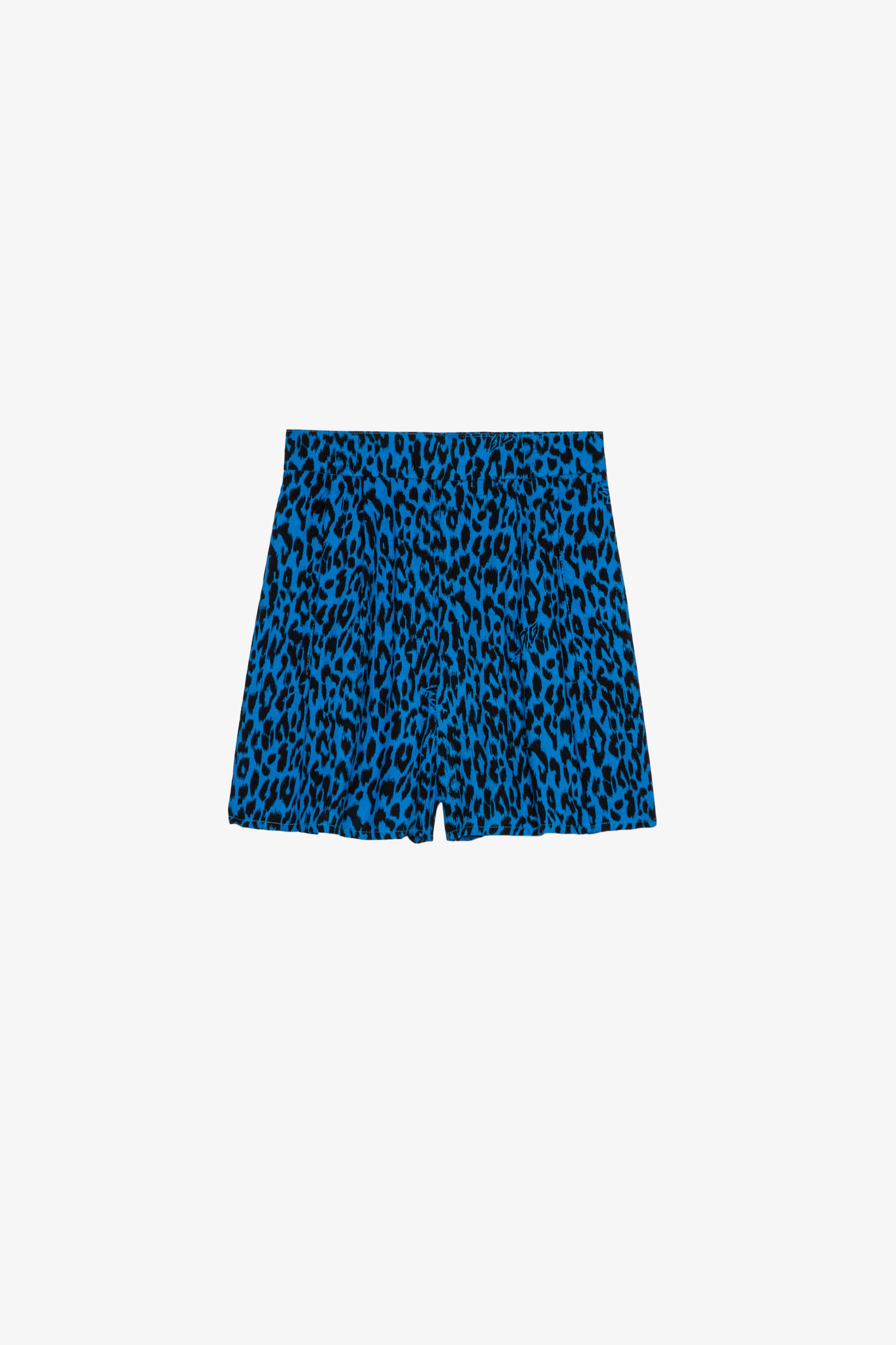 Pantalón corto Nicole Infantil Pantalón corto azul de crepé infantil con estampado de leopardo