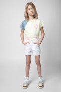 Carol Kids' Shorts - Kids' shorts in printed white cotton