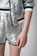 Nicky Kids' Shorts - Kids' grey sequinned shorts