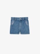 Elle Girls’ Shorts - Girls’ blue denim shorts with diamanté wings.