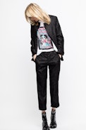 Volly Stripes Franges Jacket - Women’s black jacket with lurex stripes