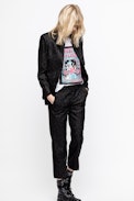 Volly Stripes Franges Jacket - Women’s black jacket with lurex stripes