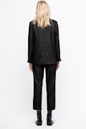 Volly Stripes Franges Jacket - Women’s black jacket with lurex stripes
