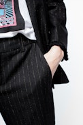 Posh Stripe Franges Pants - Men’s grey suit pants